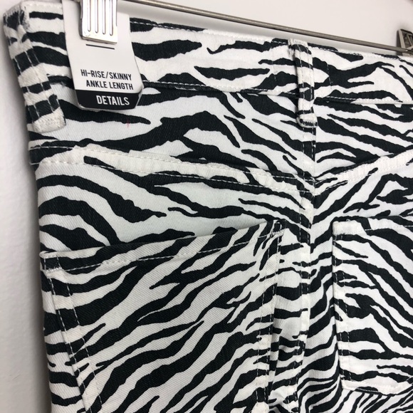 Zara Black/White Zebra Print High-Rise Skinny Jeans Size 2 - Picture 7 of 7